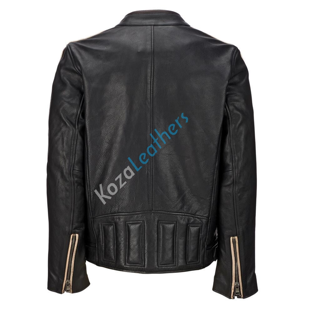 Biker Jacket - Men Real Lambskin Motorcycle Leather Biker Jacket KM187 - Koza Leathers
