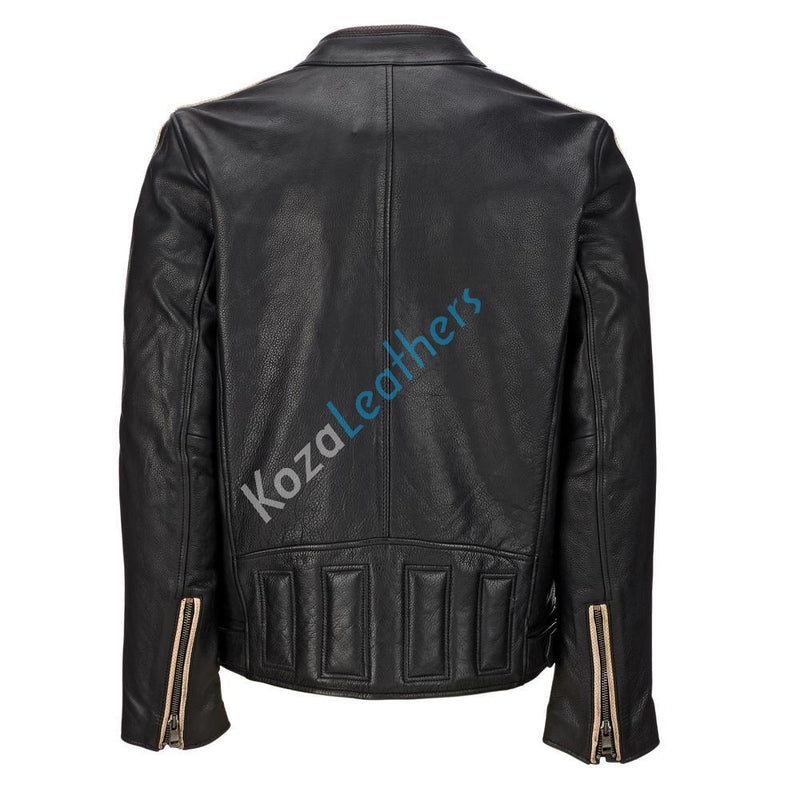 Biker Jacket - Men Real Lambskin Motorcycle Leather Biker Jacket KM187 - Koza Leathers