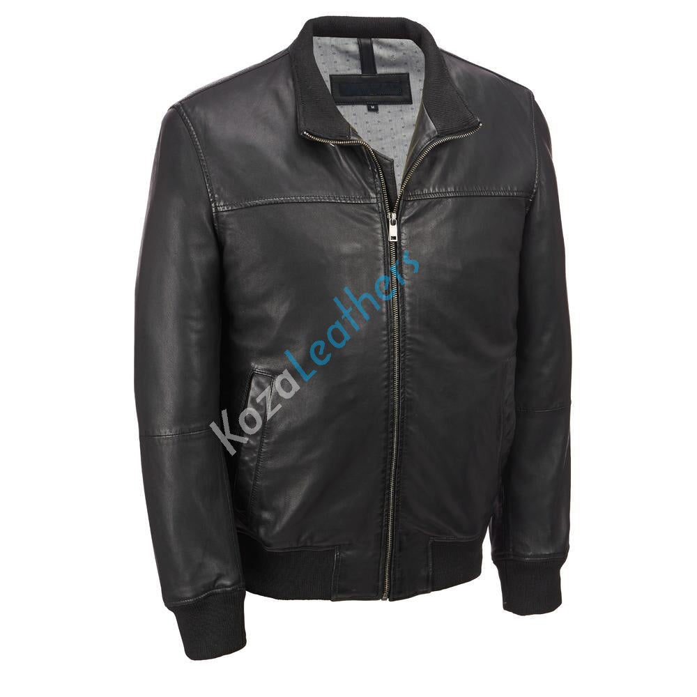 Biker Jacket - Men Real Lambskin Motorcycle Leather Biker Jacket KM188 - Koza Leathers