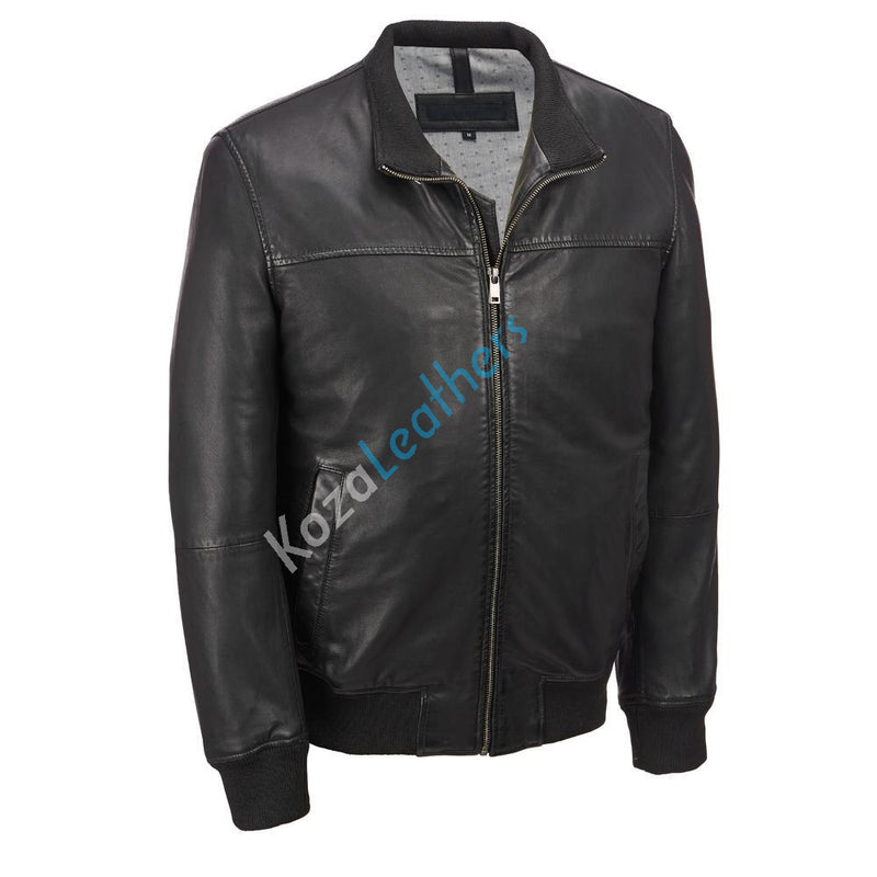 Biker Jacket - Men Real Lambskin Motorcycle Leather Biker Jacket KM188 - Koza Leathers