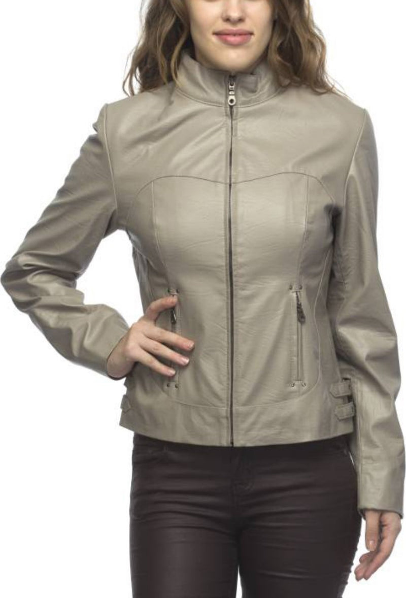 Biker / Motorcycle Jacket - Women Real Lambskin Leather Biker Jacket KW423 - Koza Leathers
