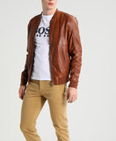 Biker Jacket - Men Real Lambskin Motorcycle Leather Biker Jacket KM292 - Koza Leathers