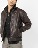 Men Real Lambskin Motorcycle Leather Biker Jacket KM662