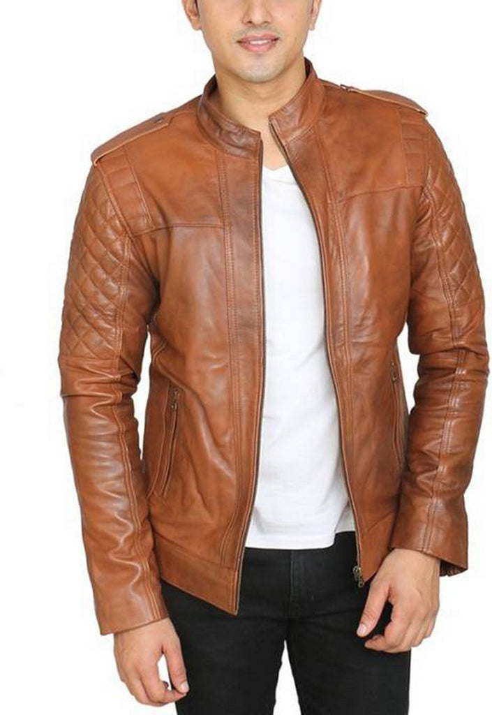 Biker Jacket - Men Real Lambskin Motorcycle Leather Biker Jacket KM441 - Koza Leathers