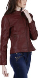 Women Real Lambskin Leather Biker Jacket KW424