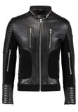 Biker Jacket - Men Real Lambskin Motorcycle Leather Biker Jacket KM293 - Koza Leathers