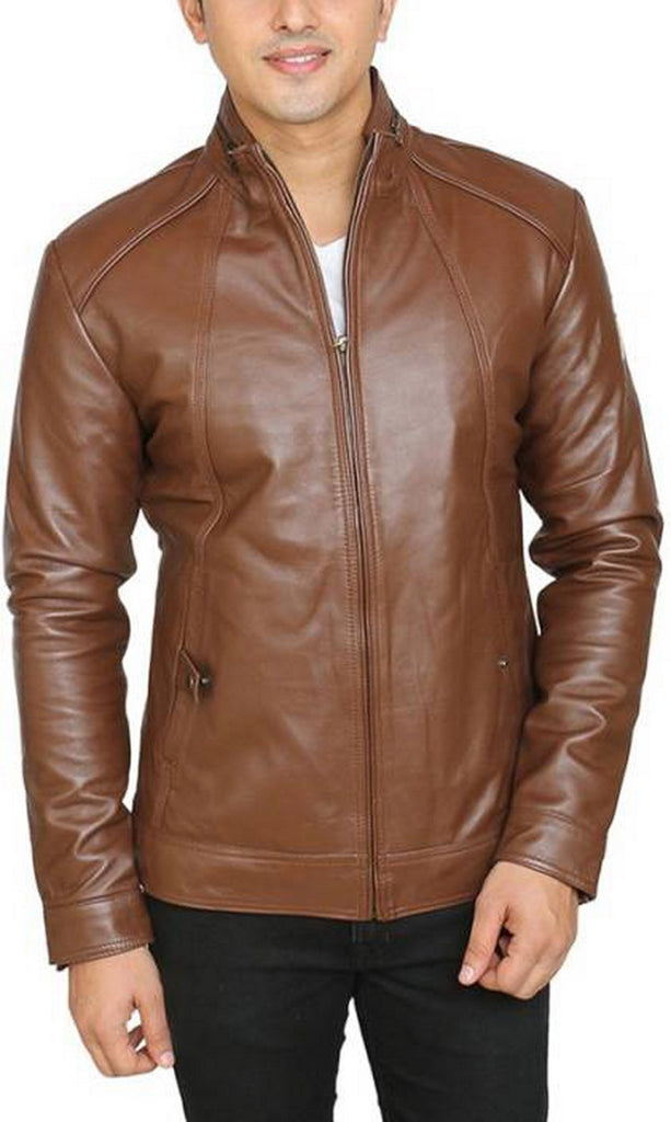 Biker Jacket - Men Real Lambskin Motorcycle Leather Biker Jacket KM443 - Koza Leathers