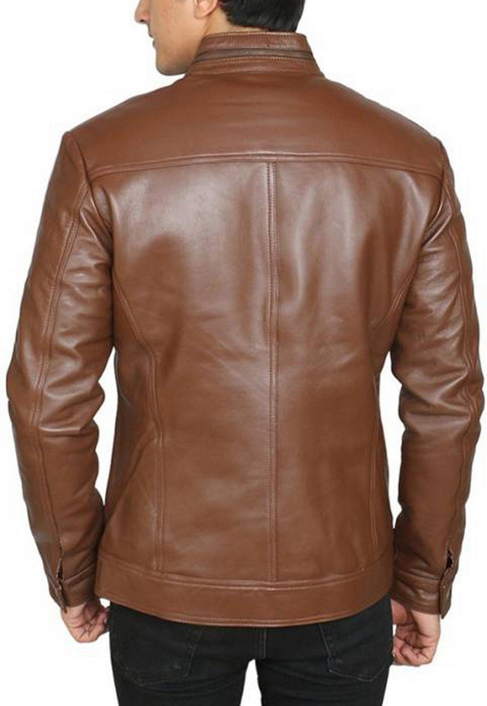 Biker Jacket - Men Real Lambskin Motorcycle Leather Biker Jacket KM443 - Koza Leathers