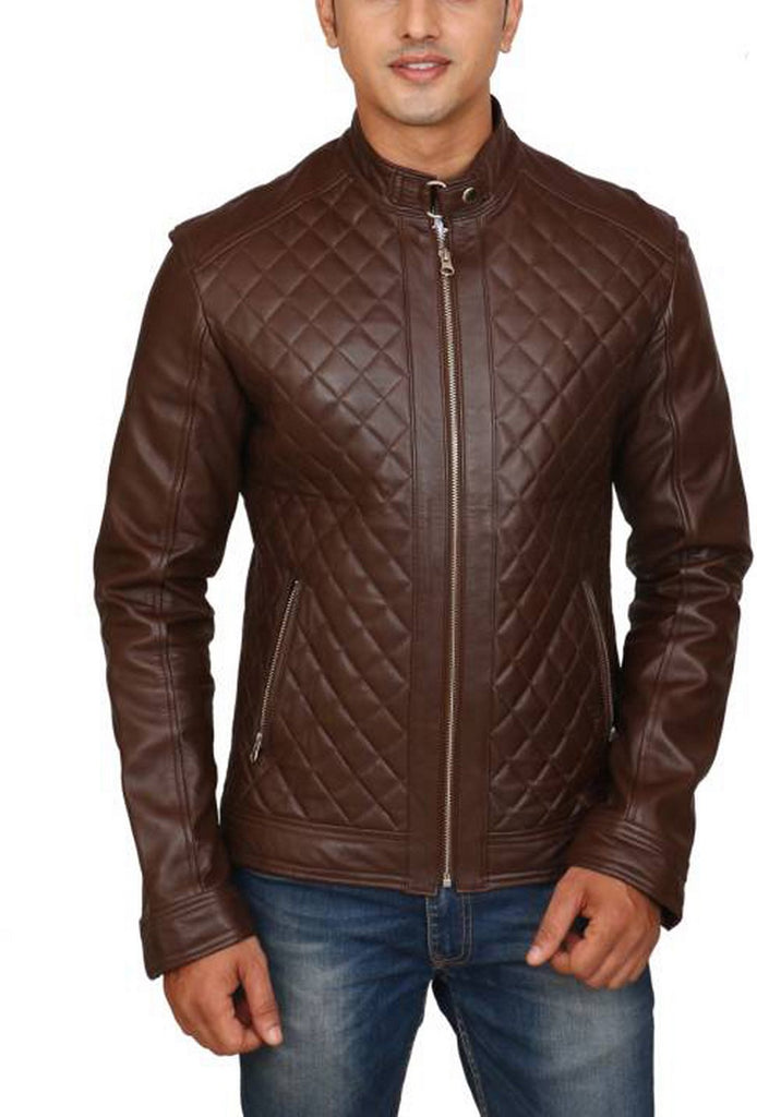 Biker Jacket - Men Real Lambskin Motorcycle Leather Biker Jacket KM443 - Koza Leathers