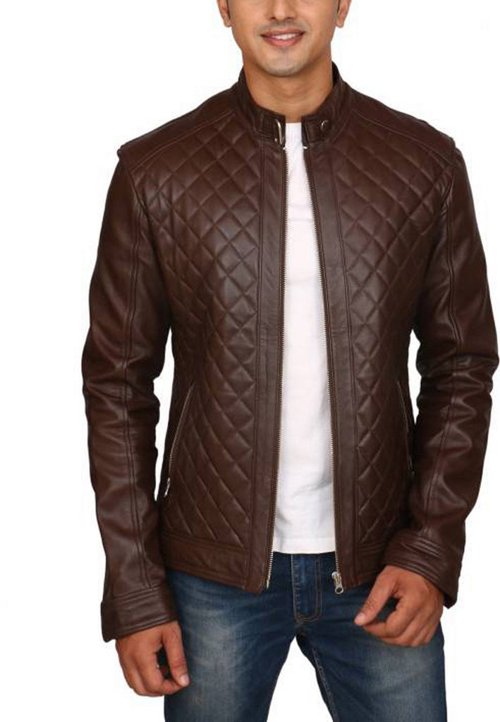 Biker Jacket - Men Real Lambskin Motorcycle Leather Biker Jacket KM443 - Koza Leathers