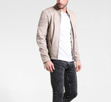 Biker Jacket - Men Real Lambskin Motorcycle Leather Biker Jacket KM295 - Koza Leathers