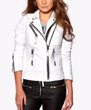 Women Real Lambskin Leather Biker Jacket KW060