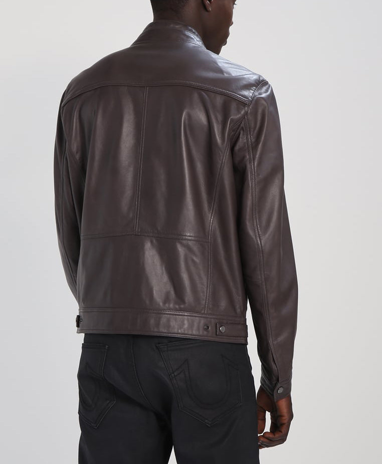 Biker Jacket - Men Real Lambskin Motorcycle Leather Biker Jacket KM296 - Koza Leathers