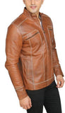 Biker Jacket - Men Real Lambskin Motorcycle Leather Biker Jacket KM444 - Koza Leathers