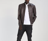 Biker Jacket - Men Real Lambskin Motorcycle Leather Biker Jacket KM296 - Koza Leathers