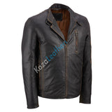 Men Real Lambskin Motorcycle Leather Biker Jacket KM190