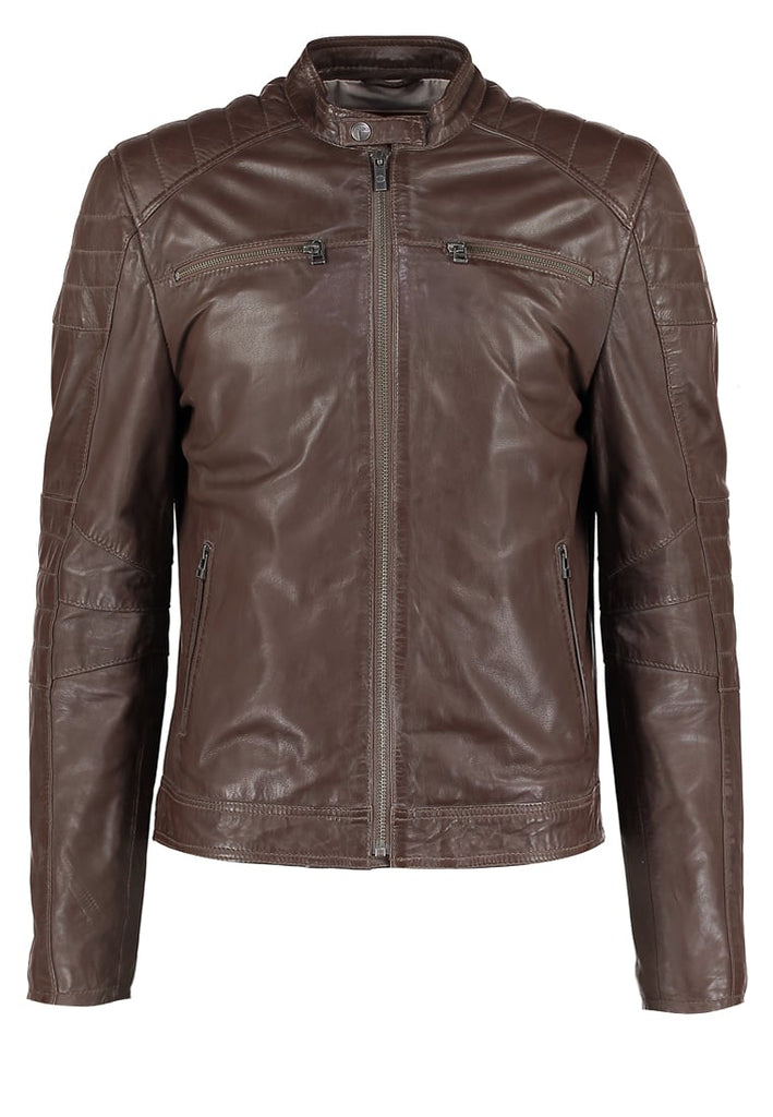 Biker Jacket - Men Real Lambskin Motorcycle Leather Biker Jacket KM297 - Koza Leathers