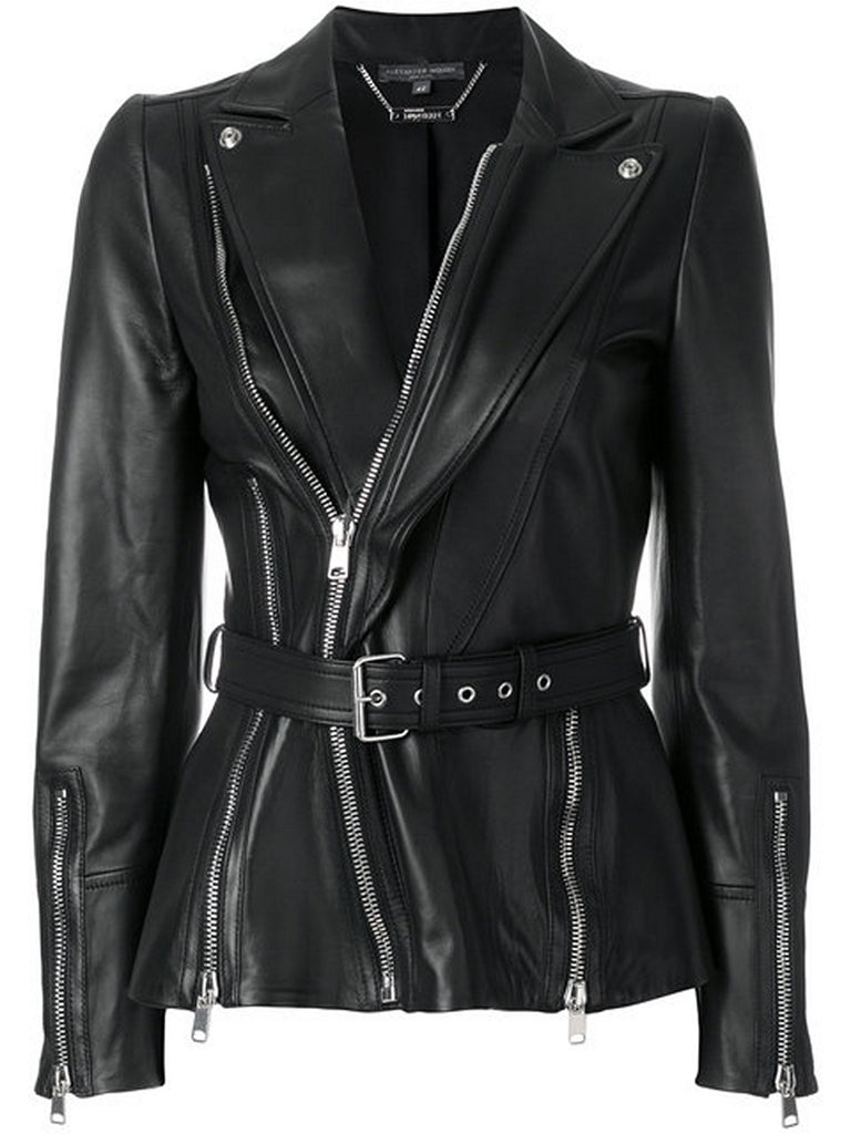 Biker / Motorcycle Jacket - Women Real Lambskin Leather Biker Jacket KW544 - Koza Leathers