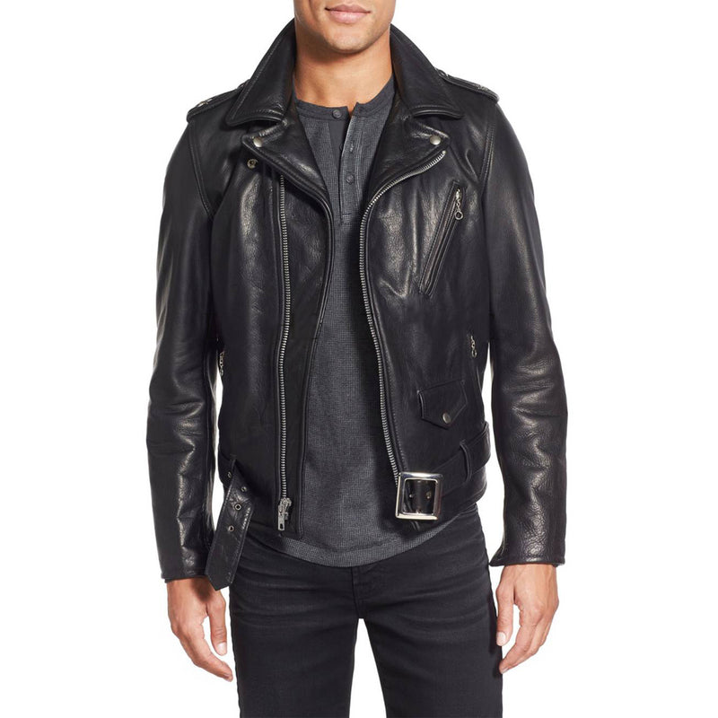 Biker Jacket - Men Real Lambskin Motorcycle Leather Biker Jacket KM313 - Koza Leathers
