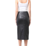 Knee Length Skirt - Women Real Lambskin Leather Knee Length Skirt WS144 - Koza Leathers