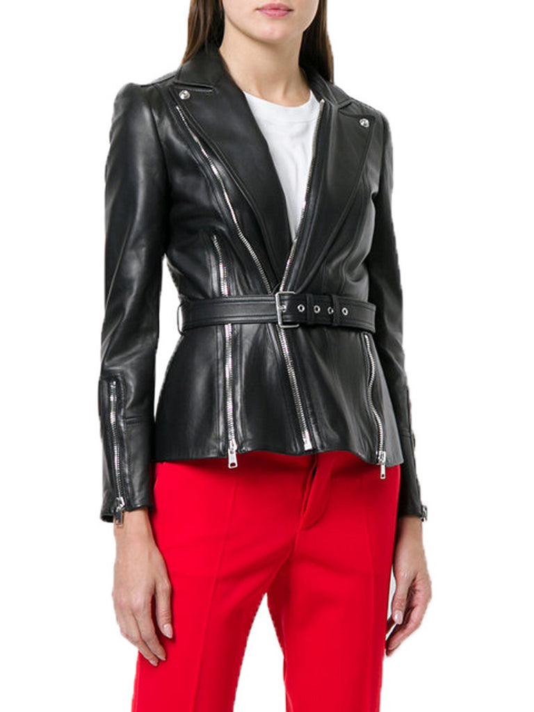 Biker / Motorcycle Jacket - Women Real Lambskin Leather Biker Jacket KW544 - Koza Leathers