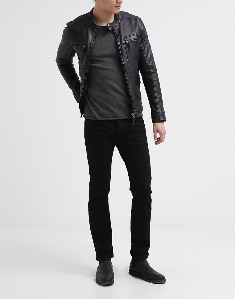 Biker Jacket - Men Real Lambskin Motorcycle Leather Biker Jacket KM234 - Koza Leathers