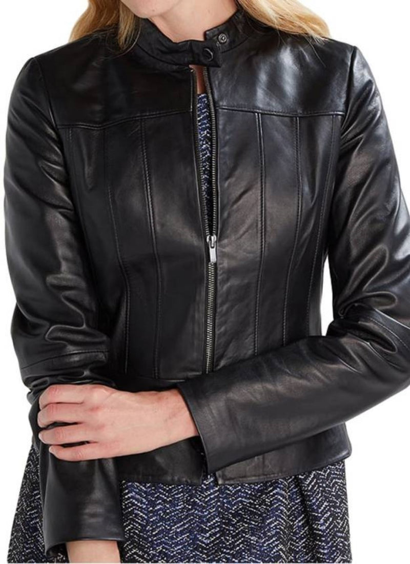 Biker / Motorcycle Jacket - Women Real Lambskin Leather Biker Jacket KW428 - Koza Leathers
