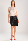 Knee Length Skirt - Women Real Lambskin Leather Slim Fit Skirt WS097 - Koza Leathers