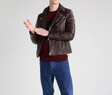 Biker Jacket - Men Real Lambskin Motorcycle Leather Biker Jacket KM298 - Koza Leathers