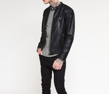 Biker Jacket - Men Real Lambskin Motorcycle Leather Biker Jacket KM299 - Koza Leathers