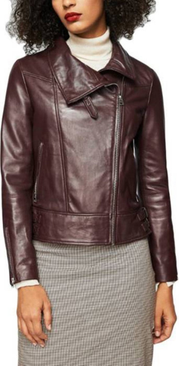 Biker / Motorcycle Jacket - Women Real Lambskin Leather Biker Jacket KW430 - Koza Leathers