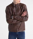 Men Real Lambskin Motorcycle Leather Biker Jacket KM300