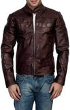 Men Real Lambskin Motorcycle Leather Biker Jacket KM448