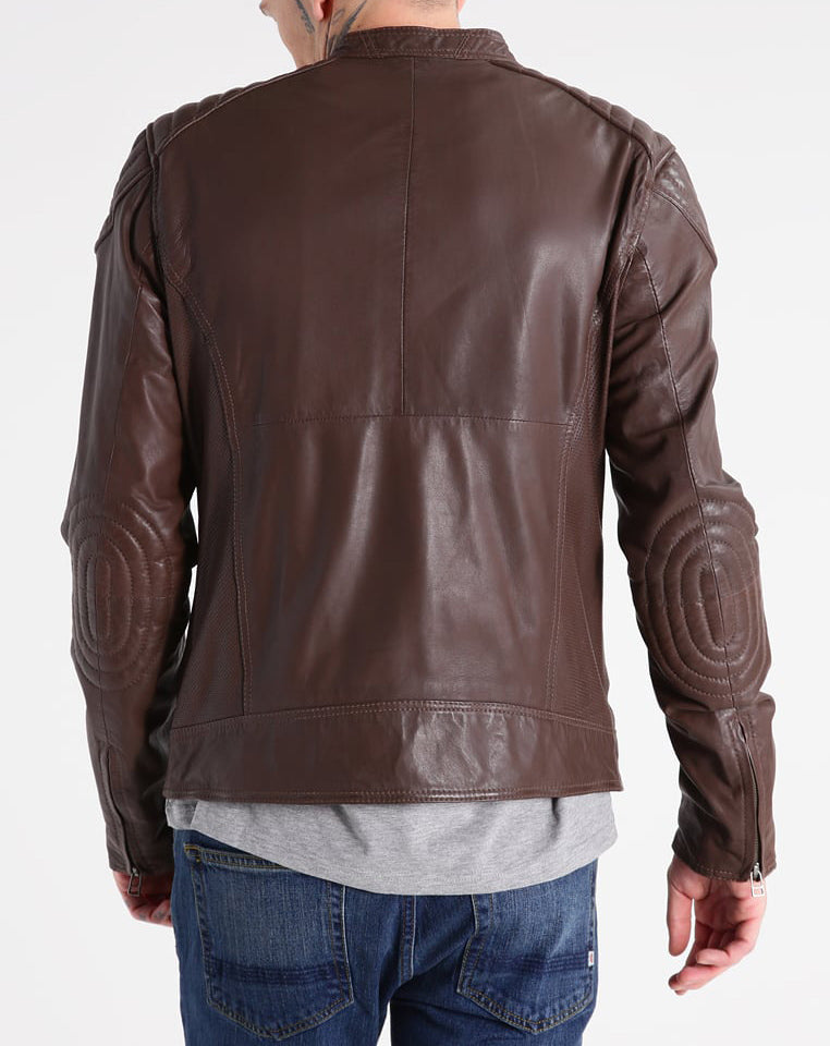 Biker Jacket - Men Real Lambskin Motorcycle Leather Biker Jacket KM300 - Koza Leathers