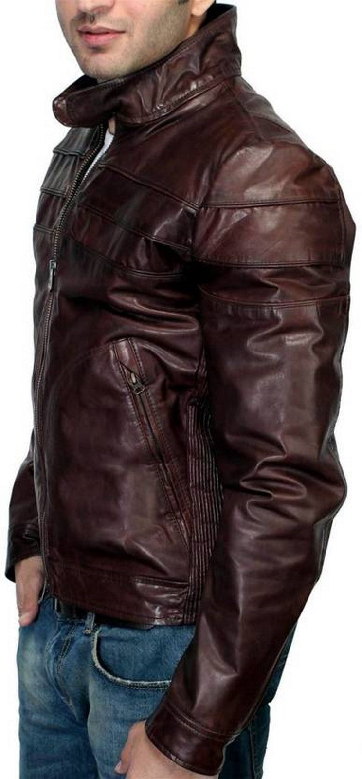 Biker Jacket - Men Real Lambskin Motorcycle Leather Biker Jacket KM448 - Koza Leathers