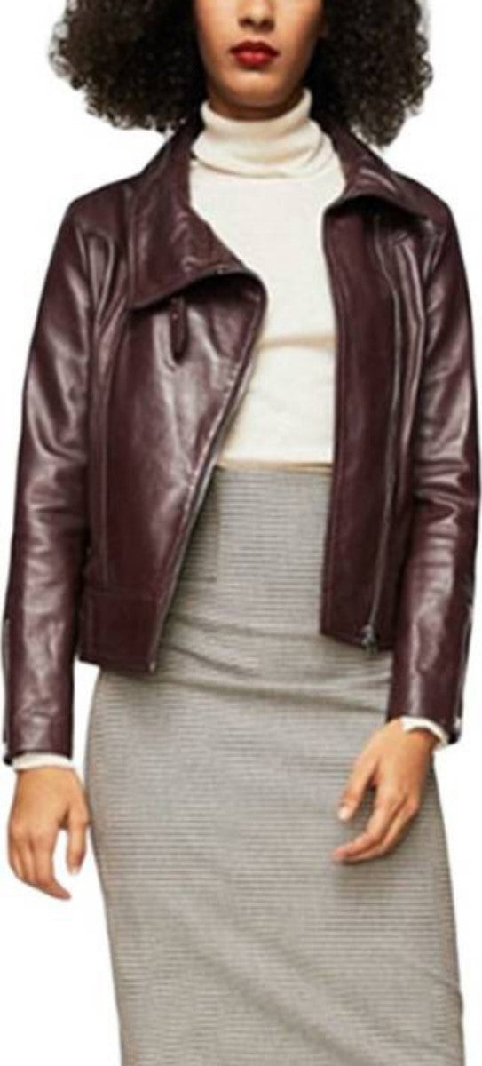 Biker / Motorcycle Jacket - Women Real Lambskin Leather Biker Jacket KW430 - Koza Leathers