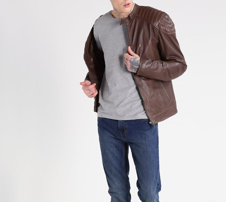 Biker Jacket - Men Real Lambskin Motorcycle Leather Biker Jacket KM300 - Koza Leathers