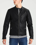 Men Real Lambskin Motorcycle Leather Biker Jacket KM301