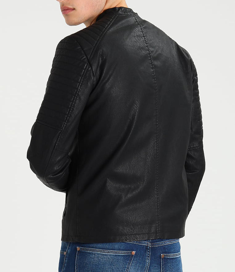 Biker Jacket - Men Real Lambskin Motorcycle Leather Biker Jacket KM301 - Koza Leathers