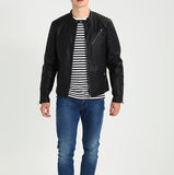 Biker Jacket - Men Real Lambskin Motorcycle Leather Biker Jacket KM301 - Koza Leathers