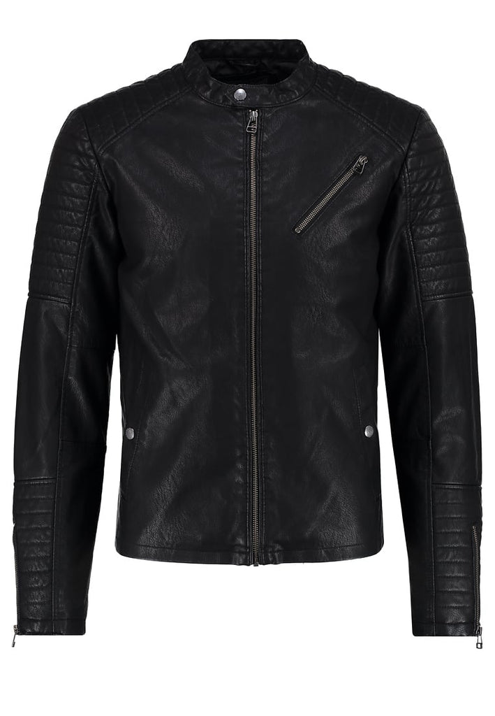 Biker Jacket - Men Real Lambskin Motorcycle Leather Biker Jacket KM301 - Koza Leathers