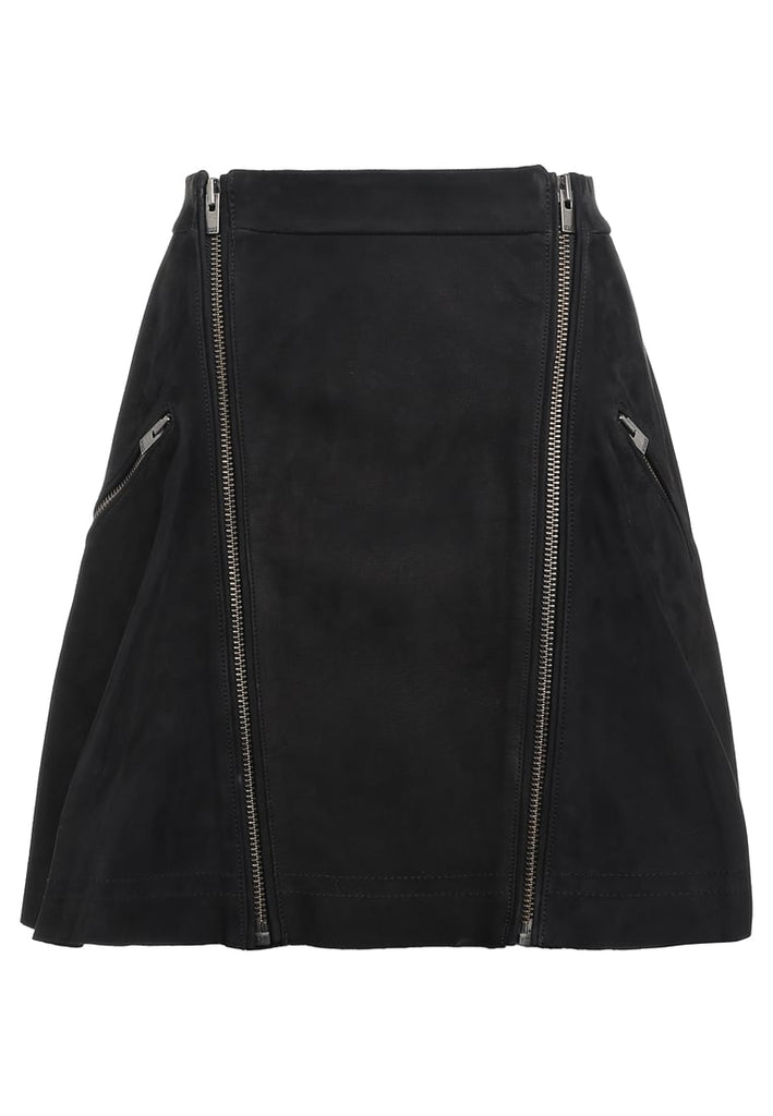 Knee Length Skirt - Women Real Lambskin Leather Slim Fit Skirt WS100 - Koza Leathers