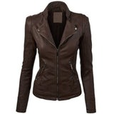 Women Real Lambskin Leather Biker Jacket KW501