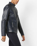 Men Real Lambskin Motorcycle Leather Biker Jacket KM671