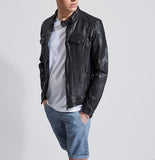 Biker Jacket - Men Real Lambskin Motorcycle Leather Biker Jacket KM302 - Koza Leathers