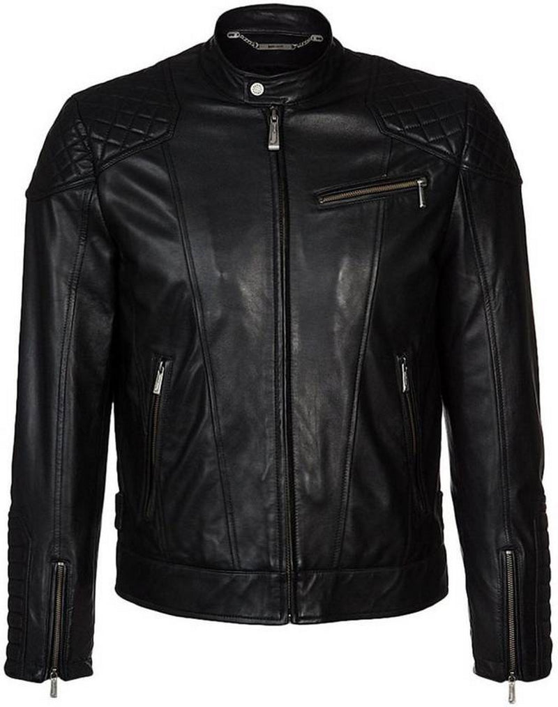 Biker Jacket - Men Real Lambskin Motorcycle Leather Biker Jacket KM451 - Koza Leathers