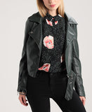 Women Real Lambskin Leather Biker Jacket KW257
