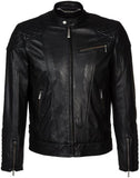 Men Real Lambskin Motorcycle Leather Biker Jacket KM451
