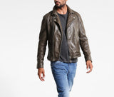 Biker Jacket - Men Real Lambskin Motorcycle Leather Biker Jacket KM303 - Koza Leathers