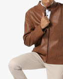 Men Real Lambskin Motorcycle Leather Biker Jacket KM673
